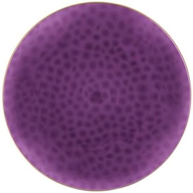 7 EcoQuality Purple Plastic Plates with Gold Rim