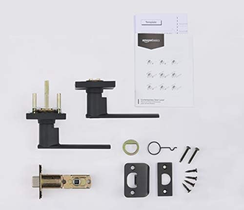 Amazon Basics Door Lever Passage Matte Black 6-Pack