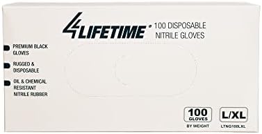 4Lifetime Industrial Black Nitrile Gloves - 4 mil Thick Box of 100