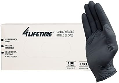 4Lifetime Industrial Black Nitrile Gloves - 4 mil Thick Box of 100