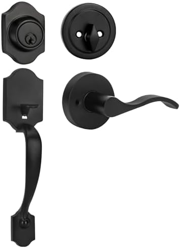 Azdele Reversible Front Door Handle Set Matte Black