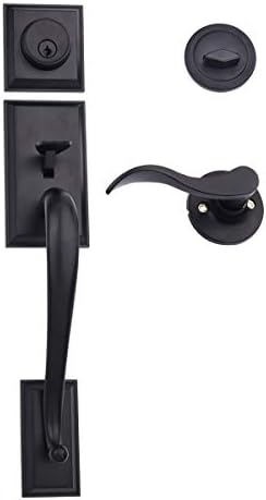 Zinc Alloy Door Handle Set with Adjustment Lever Matte Black