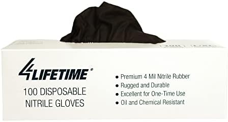 4Lifetime Industrial Black Nitrile Gloves - 4 mil Thick Box of 100