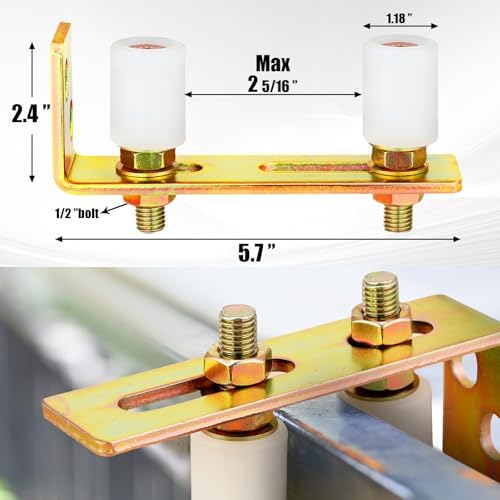Professional 4 Pack Adjustable Dual nylon Rollers with L Bracket Sliding Gate Kit