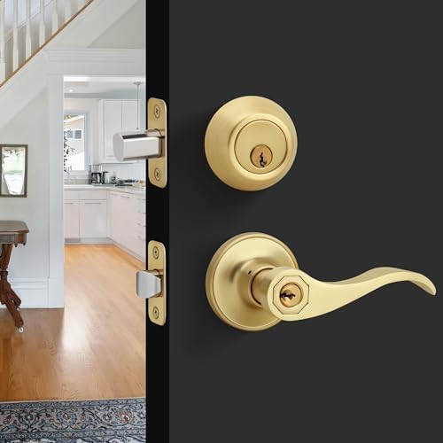 LOQRON Round Front Door Deadbolt Satin Brass