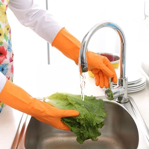 Bamllum 3 Pairs Reusable Rubber Cleaning Gloves