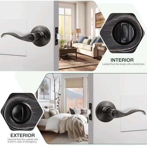 Privacy Door Handle with Keyless Mechanism for Home Use