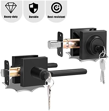 HOSOM Matte Black Door Lock Set Single Cylinder Deadbolts