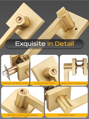 EHOMEWARE Entry Door Handle Deadbolt Set - Heavy Duty Satin Brass Finish