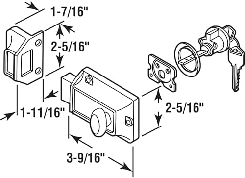 Secure Entry Door Deadlatch - Brass Night Lock with 2 Keys