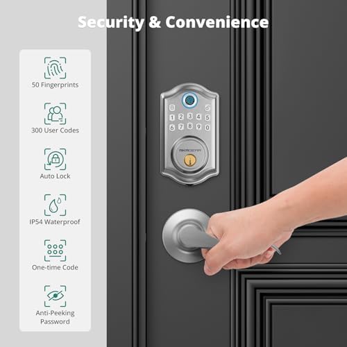 Fingerprint Door Lock with Handle 2 Keys Smart Deadbolt