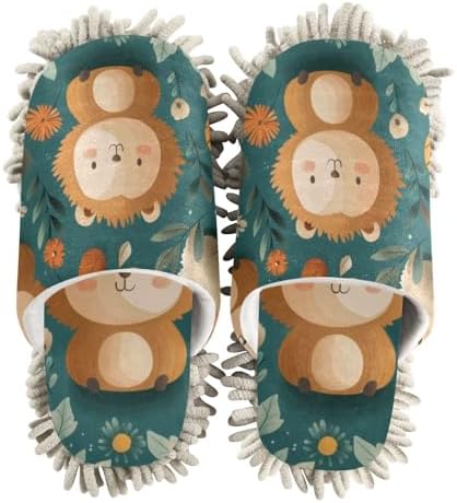 Microfiber Cleaning Slippers Cartoon Animals Washable Mop shoes for House Floor