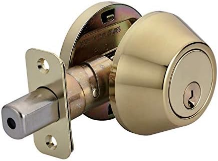 Amazon Basics Deadbolt Single Cylinder Polished Brass Key Lock Door Hardware