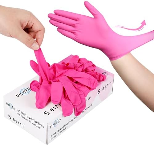 FINITEX Pink Nitrile Disposable Gloves