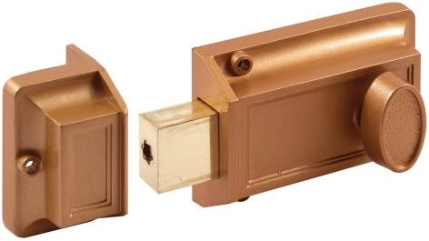 Secure Entry Door Deadlatch - Brass Night Lock with 2 Keys