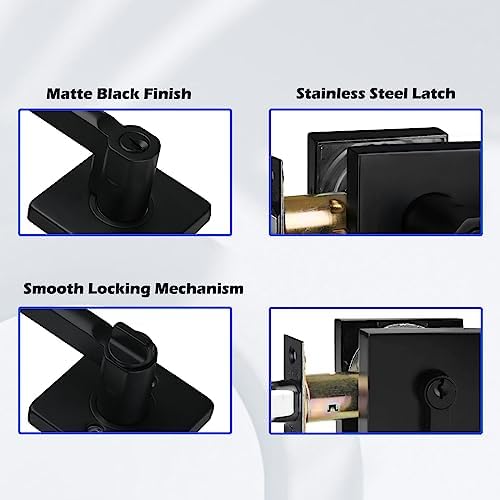 NEWBANGSquare Heavy Duty Keyed Entry Combo with Matte Black