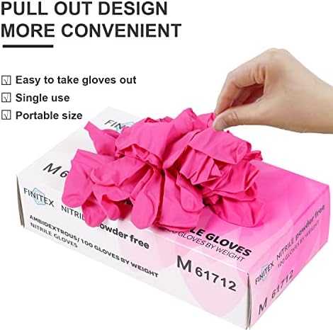 FINITEX Pink Nitrile Disposable Latex-Free Gloves - 35mil 100PCS