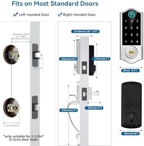 Harfo Fingerprint Door Lock Set with Handle