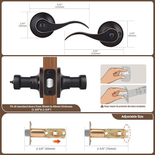 Moquin Wave Design Privacy Door Lever Oil-Rubbed Bronze
