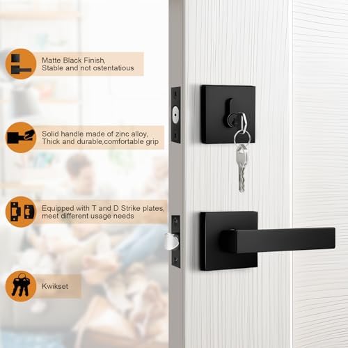 Probrico Matte Black Exterior Door Locksets