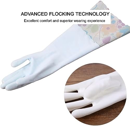 Bamllum 3 Pairs Rubber Cleaning Gloves with Long Cuff