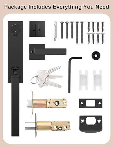 Secure Front Door Handle Set with Matte Black Finish