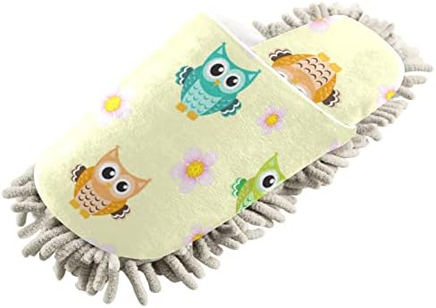 Cute Owl Washable Microfiber Cleaning Slippers for MenWomen