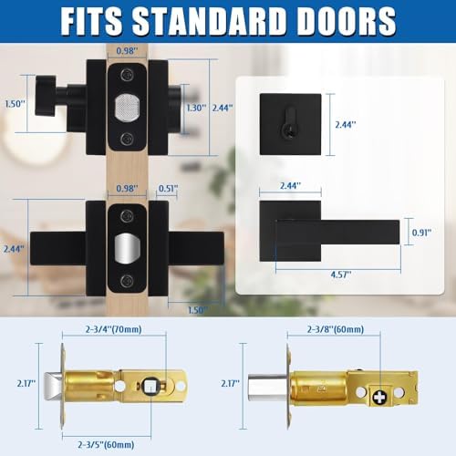 Sopoby Passage Door Handle Matte Black Combination Set