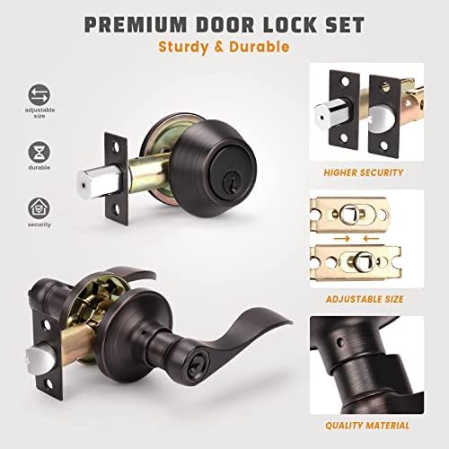 4-Piece Oil-Rubbed Bronze Door Handle and Deadbolt Set