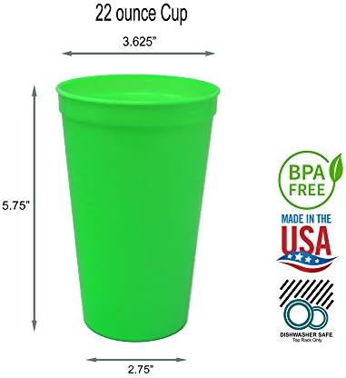 Rolling Sands 22oz Reusable Plastic Stadium Cups Lime Green 8-Pack