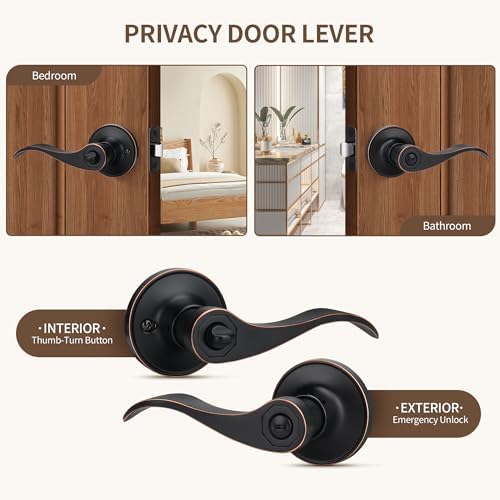 Moquin Wave Design Privacy Door Lever Oil-Rubbed Bronze