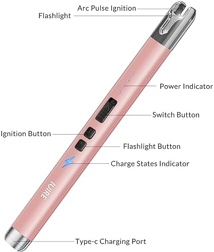 IUIRE Electric Candle Lighter with Flashlight Function USB Rechargeable Battery Double Safety Switch