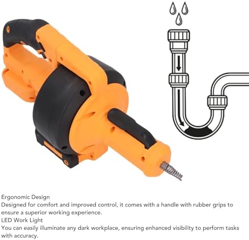 Get cleaning in seconds - Cordless Electric Drain Auger with LED