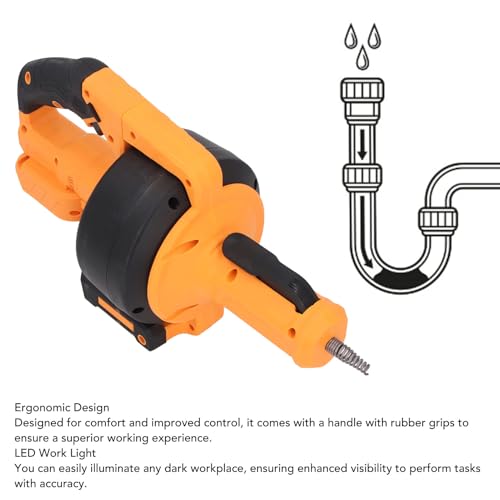 Powerful Cordless Drain Auger with LED Light