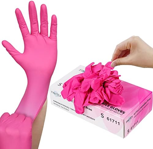 FINITEX Pink Nitrile Disposable Gloves