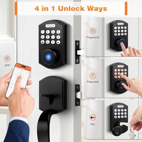 Probrico Smart Keyless Entry Door Lock Deadbolt Set - Black