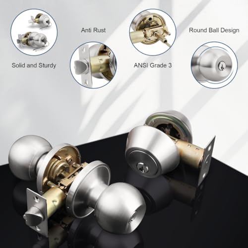 6-Piece Set of Keyed Alike Outdoor Door Knobs