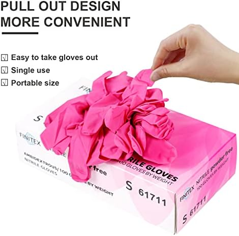 FINITEX Pink Nitrile Disposable Gloves
