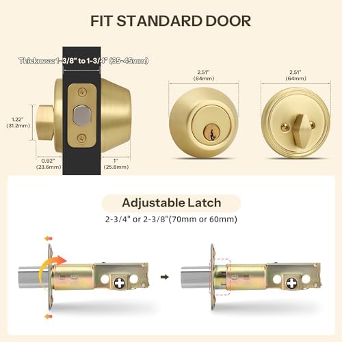 LOQRON Round Front Door Deadbolt Satin Brass