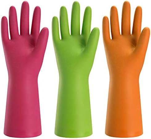 Bamllum 3 Pairs Reusable Rubber Cleaning Gloves