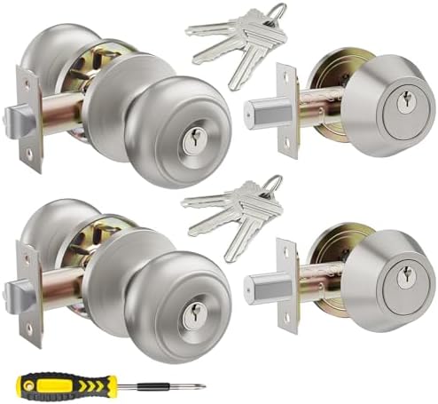 2 Set All Keyed Same Entry Door Knobs Deadbolt Combo Set