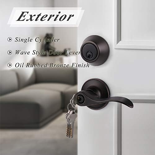 6 Set Door Lever Deadbolt Combo Oil Rubbed Bronze