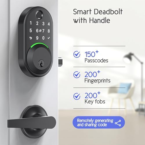 WiseGear Smart Front Door Lock Set with Fingerprint Keypad Entry