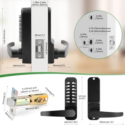 ANNFUZMechanical Keyless Door Lock with Keypad for Home Garages
