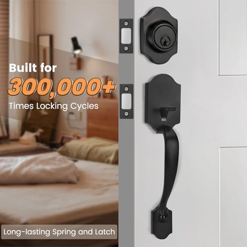 Azdele Reversible Front Door Handle Set Matte Black