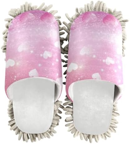 Burbuja Valentine Glitter Heart Mop Slippers Perfect for Home Kitchen