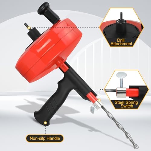 Lonsge50 Ft Drain AugerUpdated for Efficient Cleaning