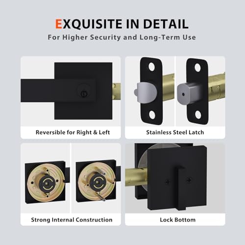 2-Pack Black Door Lock Set with Matte Black Handle