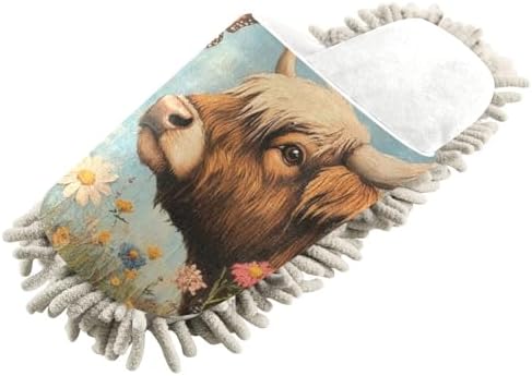 Burbuja Cow in Flowers Butterfly Mop Slippers