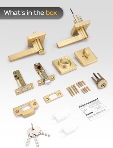 EHOMEWARE Entry Door Handle Deadbolt Set - Heavy Duty Satin Brass Finish